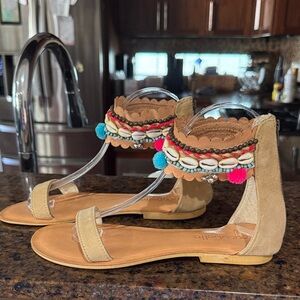 NWOB - Cocobelle Embellished Suede Ankle Strap Sandal Sz 6.5